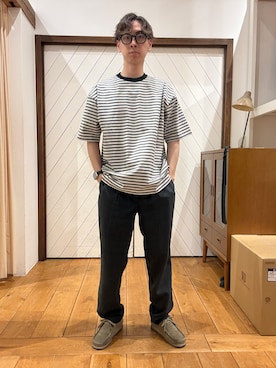 「URBAN RESEARCH DOORS（アーバンリサーチドアーズ）のプレーティングマルチボーダーTシャツ（Tシャツ/カットソー、ホワイト系）」を使った、yugoiida1009さん（メンズ・172cm）の春コーディネート