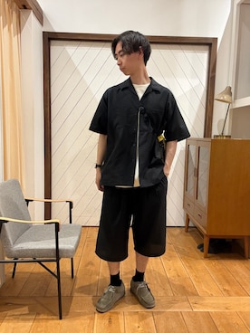 「NANGA（ナンガ）の『別注』NANGA×EKAL　ロゴTシャツ（Tシャツ/カットソー、ホワイト系）」を使った、yugoiida1009さん（メンズ・172cm）の春コーディネート