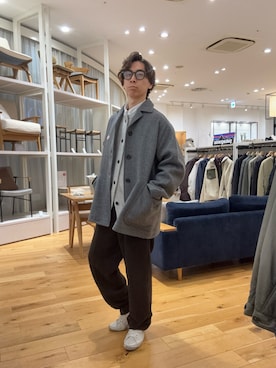 「アイテム（ジャケット/アウター、グレー系）」を使った、yugoiida1009さん（メンズ・171cm）の冬コーディネート