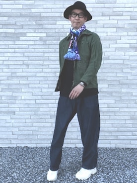 「アイテム（スラックス）」を使った、036ksignatelierさん（メンズ・183cm）の秋コーディネート