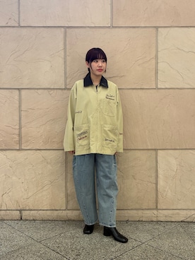 「アイテム（カバーオール、ベージュ系）」を使った、アユミさん（レディース・160cm）の秋コーディネート