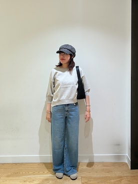 「URBAN RESEARCH DOORS（アーバンリサーチドアーズ）のウォッシャブルブライトプルオーバー（その他トップス、ベージュ系）」を使った、アユミさん（レディース・160cm）の秋コーディネート