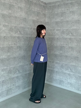 「URBAN RESEARCH DOORS（アーバンリサーチドアーズ）のFORK&SPOON　ドライ天竺ロングスリーブTシャツ（Tシャツ/カットソー、パープル系）」を使った、アユミさん（レディース・160cm）の夏コーディネート