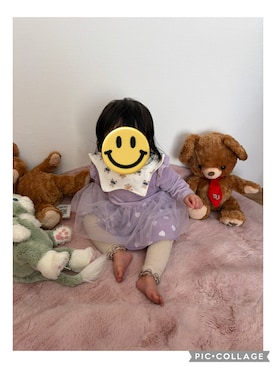 「アイテム（オールインワン・サロペット）」を使った、milkydiaryさん（キッズ・80cm）の冬コーディネート