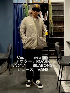 「アイテム（帽子）」を使った、tora134さん（メンズ・170cm）の冬コーディネート