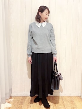 「アイテム（チャーム、ブラウン系）」を使った、あいこさん（レディース・157cm）の秋コーディネート