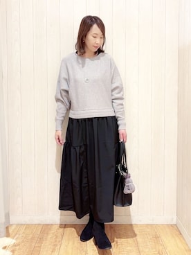 「アイテム（チャーム、ブラウン系）」を使った、あいこさん（レディース・157cm）の秋コーディネート