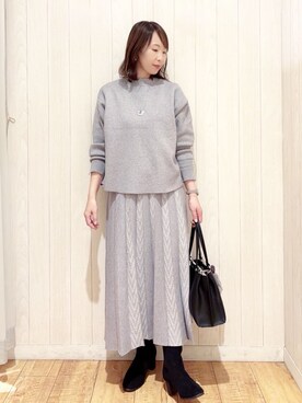「アイテム（チャーム、ブラウン系）」を使った、あいこさん（レディース・157cm）の秋コーディネート