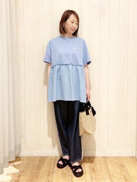 「Cutie Blonde（キューティーブロンド）のアイテム（デニムパンツ）」を使った、あいこさん（レディース・157cm）の春コーディネート
