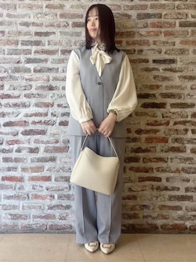 「THE SHOP TK （ザ ショップ ティーケー ）の【通勤にもカジュアルにも】CAVIAN ジレ/セットアップ可（ベスト、グレー系）」を使った、tokiさん（レディース・155cm）の冬コーディネート