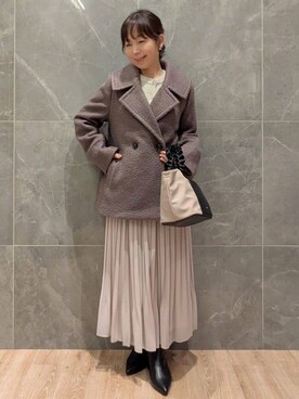 「アイテム（ピーコート、ブラウン系）」を使った、mamさん（レディース・153cm）の秋コーディネート