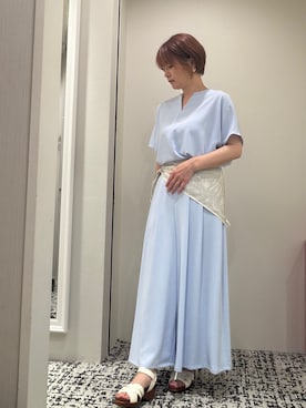 「アイテム（バンダナ/スカーフ、グレー系）」を使った、miyukiさん（レディース・155cm）の夏コーディネート