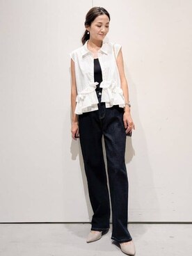 「アイテム（ポーチ、ブラウン系）」を使った、machiさん（レディース・157cm）の夏コーディネート