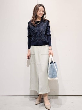「アイテム（ショルダーバッグ、パープル系）」を使った、machiさん（レディース・157cm）の春コーディネート