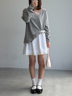 「GIUNON（ジウノン）のアイテム」を使った、花凜さん（レディース・158cm）の夏コーディネート