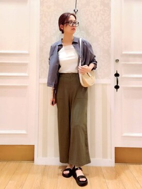 「grove（グローブ）のシアードッキングタンクトップ（タンクトップ、ホワイト系）」を使った、Nakaさん（レディース・163cm）の夏コーディネート