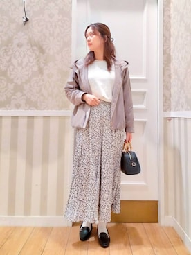 「grove（グローブ）の【撥水・洗える】マウンテンパーカ（ブルゾン、ブラウン系）」を使った、Nakaさん（レディース・163cm）の春コーディネート
