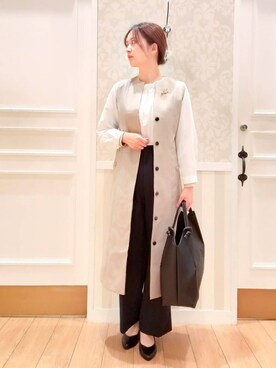 「grove（グローブ）のジレ2WAYジャンドレ（ワンピース、ベージュ系）」を使った、Nakaさん（レディース・163cm）の冬コーディネート