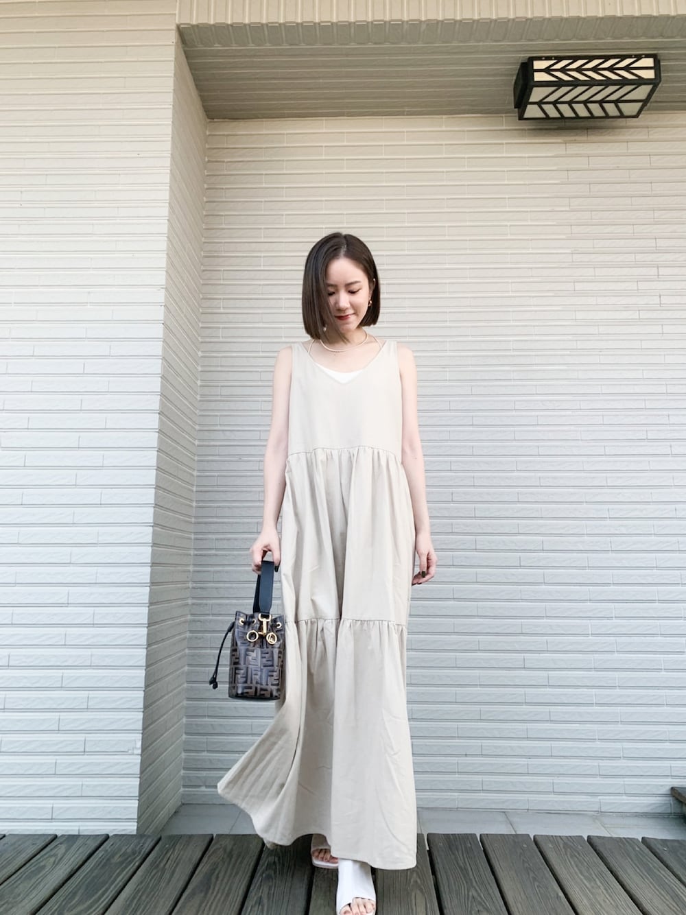 「FRAY I.D、FENDI、amissa fashion、ete」｜「FENDIのFendi - Mon Tresor Mini Ff Embossed Leather Bucket Bag - Womens - Black Brown（ショルダーバッグ、ブラウン系）」を使った、Jasmine:)さん（レディース・158cm）の秋コーディネートの1枚目の写真