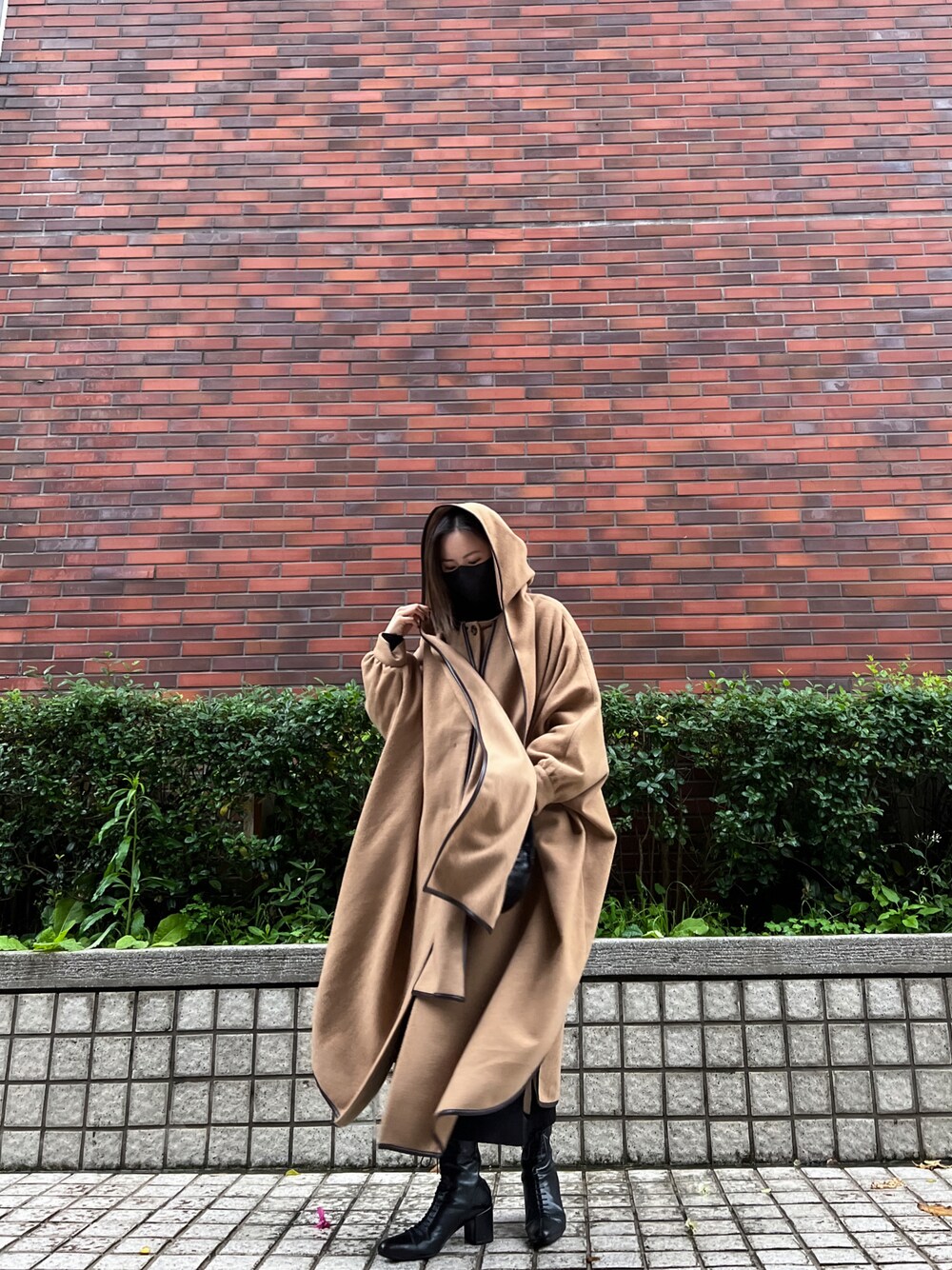 「CLANE、BOTTEGA VENETA、stylemixer」｜「CLANEの【CLANE/クラネ】SHAWL HOOD BALLON COAT:コート（その他アウター、ベージュ系）」を使った、Jasmine:)さん（レディース・158cm）の冬コーディネートの1枚目の写真