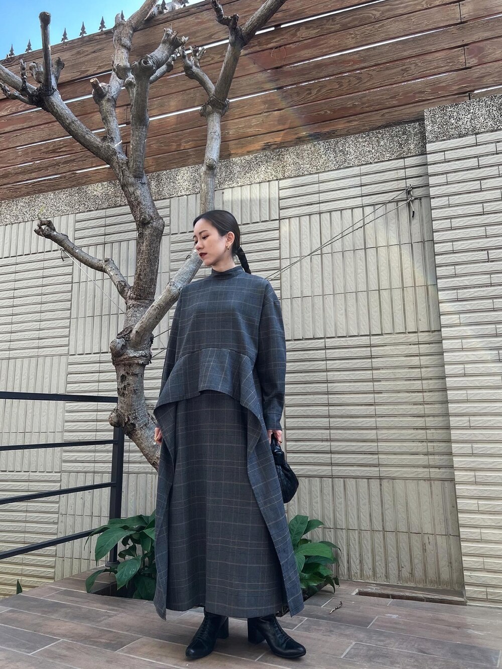 「CLANE、BOTTEGA VENETA」｜「CLANEのアイテム（ブーツ、ブラック系）」を使った、Jasmine:)さん（レディース・158cm）の冬コーディネートの1枚目の写真
