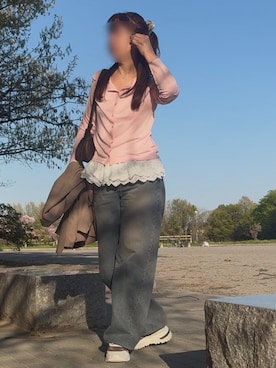 「しまむら（シマムラ）のアイテム（ジャケット/アウター）」を使った、hito さん（レディース・164cm）の春コーディネート