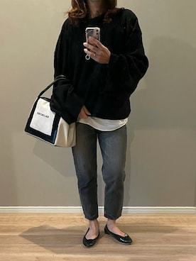 「袖ボリューム」｜「アイテム（バレエシューズ）」を使った、a.megumiさん（レディース・160cm）の冬コーディネート