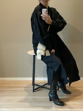 「STYLEMIXER（スタイルミキサー）のアイテム（シャツワンピース）」を使った、a.megumiさん（レディース・160cm）の冬コーディネート