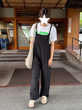 「Serendipity（セレンディピティ）のアイテム（オールインワン・サロペット）」を使った、かなこさん（レディース・156cm）の夏コーディネート