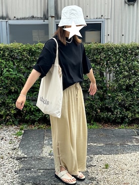 「BAD（バッド）のアイテム」を使った、かなこさん（レディース・156cm）の夏コーディネート