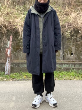 「Steven Alan（スティーブンアラン）のアイテム（ノーカラーコート）」を使った、nijiさん（メンズ・166cm）の冬コーディネート