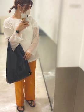 「アイテム（バレッタ/ヘアクリップ、オレンジ系）」を使った、Kさん（レディース・158cm）の夏コーディネート