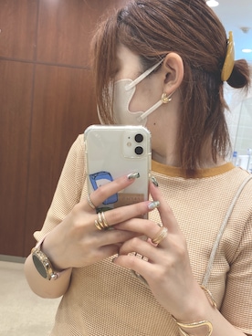 「アイテム（バレッタ/ヘアクリップ、オレンジ系）」を使った、Kさん（レディース・158cm）の夏コーディネート