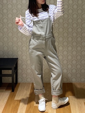 「Green　Parks（グリーンパークス）のアイテム（オールインワン・サロペット）」を使った、hinacoさん（レディース・163cm）の春コーディネート