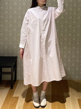 「CRAFT STANDARD BOUTIQUE（クラフトスタンダードブティック）のクレリックオックスシャツワンピース　＊◆（シャツワンピース、その他）」を使った、hinacoさん（レディース・163cm）の春コーディネート