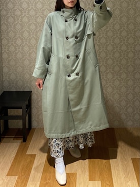 「earth music&ecology（アースミュージックアンドエコロジー）の切り替えフレアスカート（フラワー）*（スカート、ブルー系）」を使った、hinacoさん（レディース・163cm）の春コーディネート