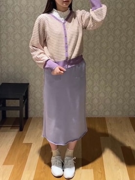 カーディガン ボレロを使った ラベンダー の人気ファッションコーディネート Wear