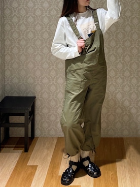 「Green　Parks（グリーンパークス）のアイテム（オールインワン・サロペット）」を使った、hinacoさん（レディース・163cm）の春コーディネート