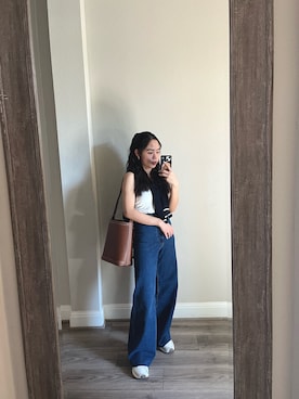 「ZARA（ザラ）のアイテム（ショルダーバッグ、ブラウン系）」を使った、wengさん（レディース・150cm）の冬コーディネート