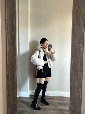 「URBAN OUTFITTERS（アーバンアウトフィッターズ）のアイテム（ジャケット/アウター、ホワイト系）」を使った、wengさん（レディース・150cm）の春コーディネート