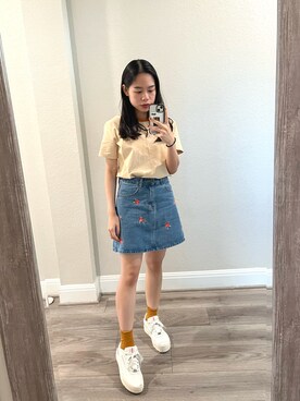 「Reebok（リーボック）のアイテム（スニーカー、ホワイト系）」を使った、wengさん（レディース・150cm）の夏コーディネート