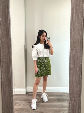 「PAZZO（パッゾ）のアイテム（シャツ/ブラウス、ホワイト系）」を使った、wengさん（レディース・150cm）の秋コーディネート