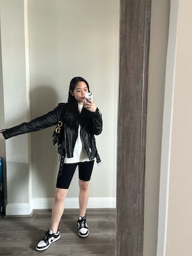 「ALLSAINTS（オールセインツ）のアイテム（ジャケット/アウター、ブラック系）」を使った、wengさん（レディース・150cm）の春コーディネート