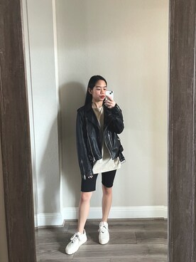 「ALLSAINTS（オールセインツ）のアイテム（ジャケット/アウター、ブラック系）」を使った、wengさん（レディース・150cm）の春コーディネート