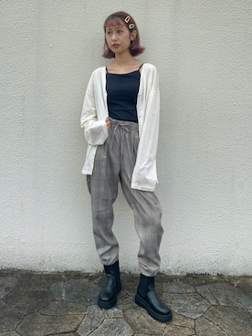「STYLENANDA（スタイルナンダ）のアイテム（カーディガン/ボレロ）」を使った、𝒌𝒂𝒆𝒅𝒆さん（レディース・160cm）の秋コーディネート