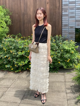 「ロンクスカート」｜𝒌𝒂𝒆𝒅𝒆さん（レディース・160cm）の夏コーディネート
