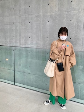 「アイテム（ステンカラーコート）」を使った、Saki 💍さん（レディース・169cm）の春コーディネート