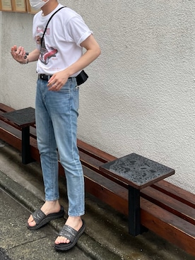 「Tシャツ/カットソー」｜「アイテム（その他）」を使った、Takumaさん（メンズ・168cm）の夏コーディネート