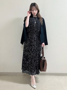 「Reflect（リフレクト）の【セットアップ／手洗い可】ドット柄シアーブラウス（シャツ/ブラウス、ブルー系）」を使った、maiさん（レディース・153cm）の秋コーディネート