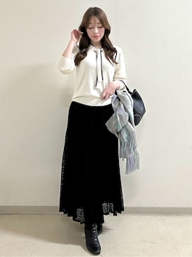 「アイテム（チェスターコート、ブルー系）」を使った、maiさん（レディース・153cm）の秋コーディネート
